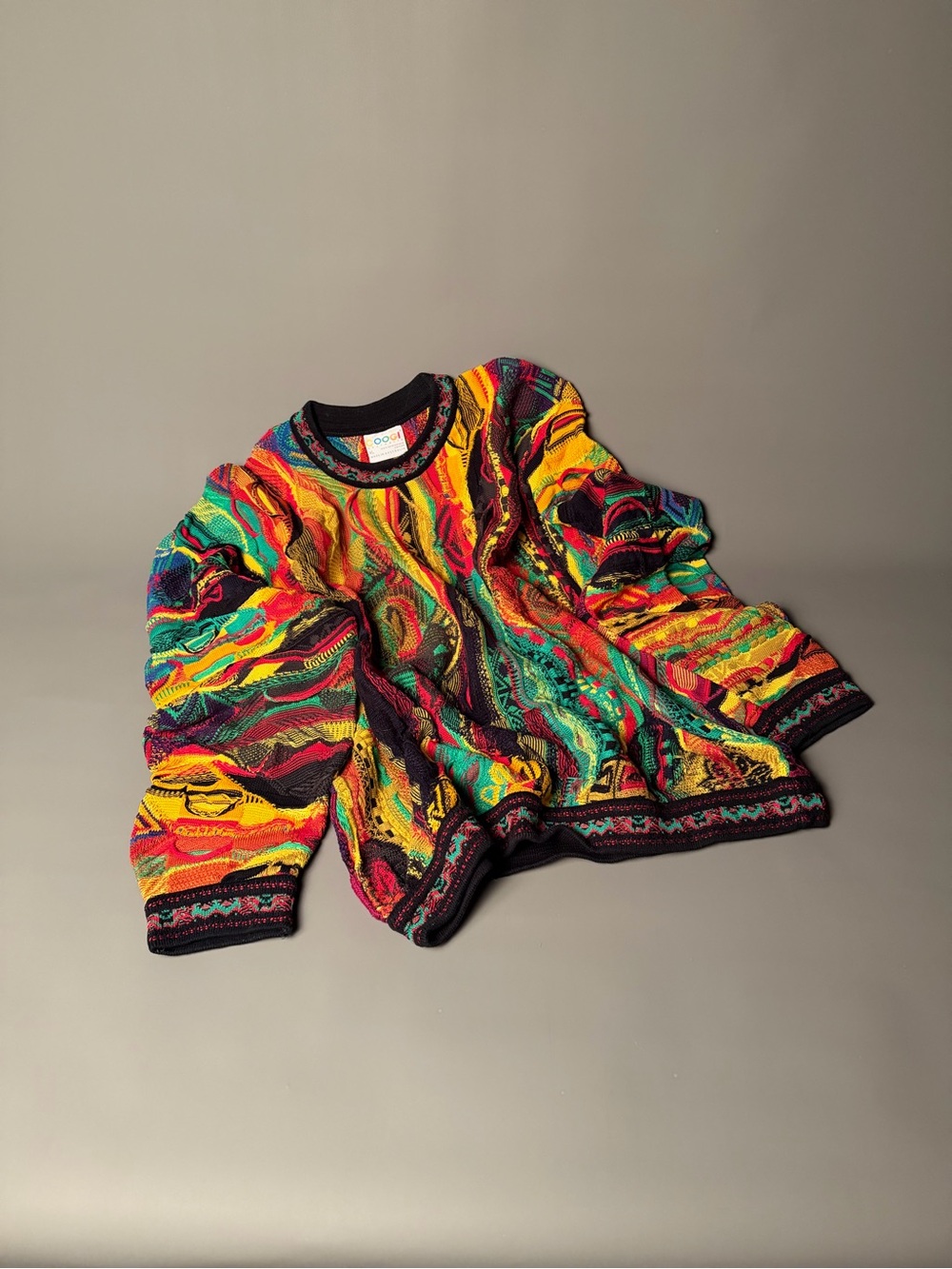 COOGI Black Multicolor Textured Knit Sweater